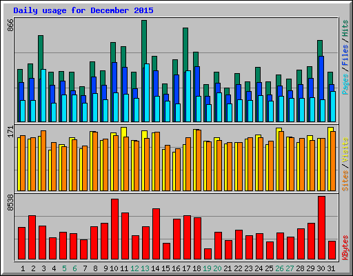 Daily usage for December 2015