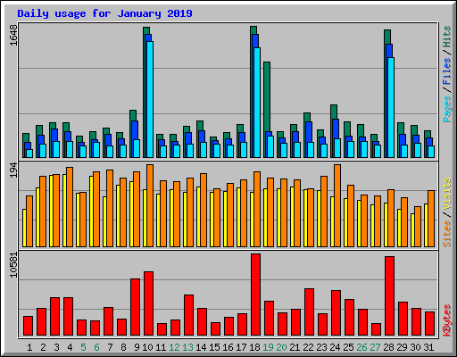 Daily usage for January 2019