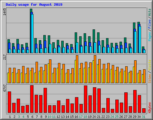 Daily usage for August 2019