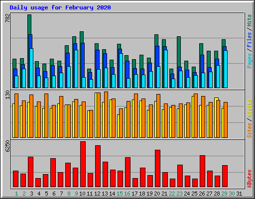 Daily usage for February 2020