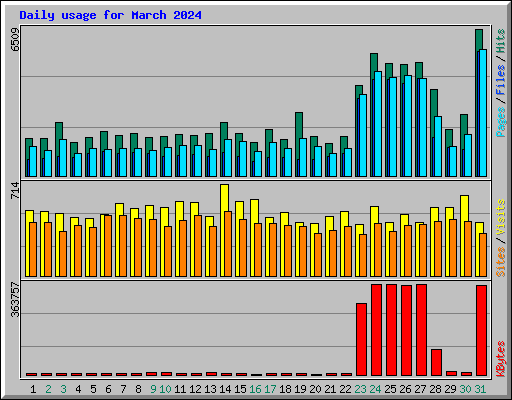 Daily usage for March 2024