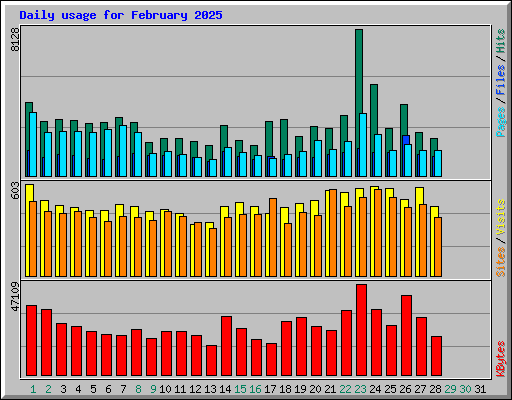 Daily usage for February 2025
