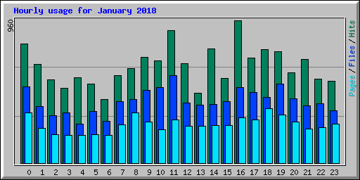 Hourly usage for January 2018