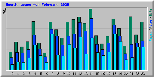 Hourly usage for February 2020
