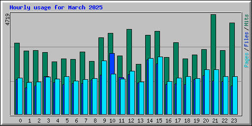 Hourly usage for March 2025